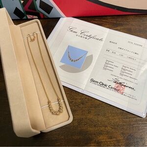 K18 18K Japan Real Gold Tennis natural Diamonds Necklace Ball Chain 40cm CERT